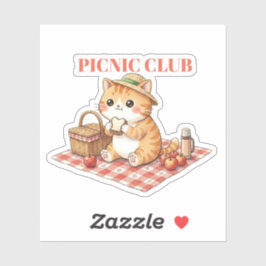 Kawaii Vintage Kat Picknick Waterverf Vinyl Sticke Sticker