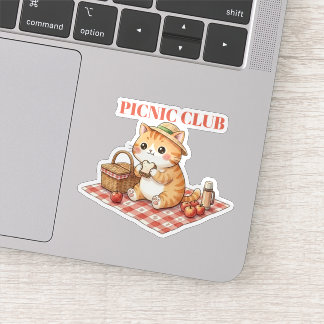 Kawaii Vintage Kat Picknick Waterverf Vinyl Sticke Sticker