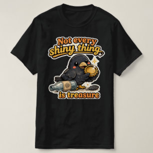 Kawaii Vintage Kraai Illustratie met Wijze Spreuk T-shirt