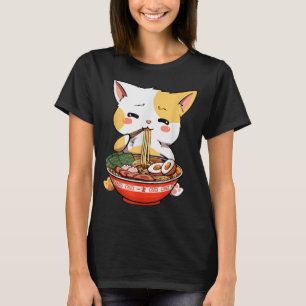 Kawaii Vintage Stijl Japanse Ramen Kat T-shirt