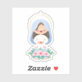 Kawaii Virgin Mary Sacred Heart Sticker (Vel)