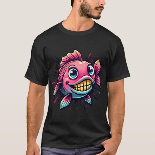 Kawaii Vis Spatseffect T-shirt (Voorkant)