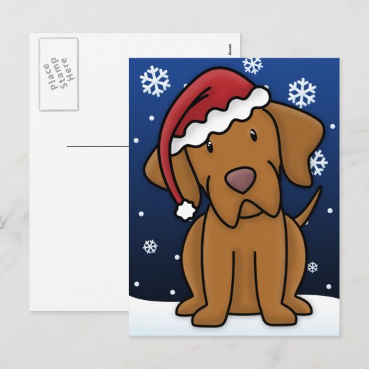 Kawaii Vizsla Christmas Briefkaart (Voorkant / Achterkant)