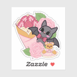 Kawaii Vleermuis, Aardbeien Crêpe en Teddydbeer Sticker