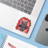 Kawaii Vleermuis Aardbeituin Esthetiek Sticker (Laptop met iPhone)