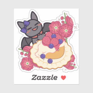 Kawaii Vleermuis en Pastelkleurige Fruit Taart Sticker