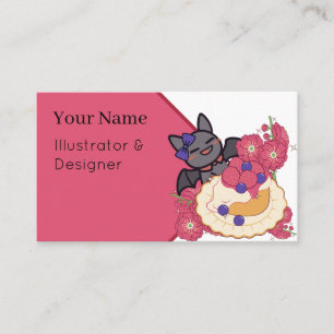 Kawaii Vleermuis en Pastelkleurige Fruit Taart Visitekaartje