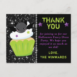 Kawaii Vleermuis Halloween Cupcake Bedankt Briefkaart