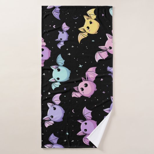 Kawaii Vleermuizen – Cute Gothic Patroon Badhanddoek (Badhanddoek)