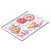 Kawaii Voedsel Feest Notebook – Schattig & Leuk Notitieboek (Linkerzijde)