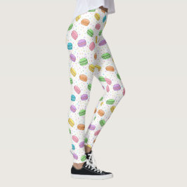 Kawaii Voedsel Pastel Franse Macarons Patroon Leggings