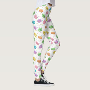 Kawaii Voedsel Pastel Franse Macarons Patroon Leggings