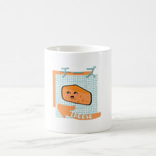 kawaii-voedsel- schattige kaas, oranje, turquoise koffiemok