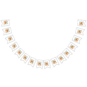 kawaii-voedsel- schattige kaas, oranje, turquoise vlaggetjes