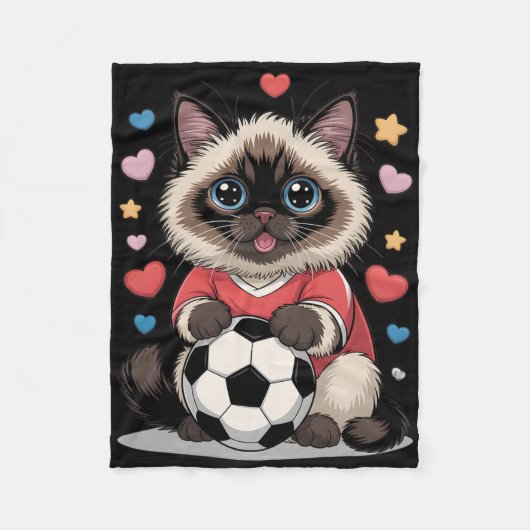 Kawaii Voetbal Kat Gewoon Meisje Dat Van Birman Wi Fleece Deken (Voorkant)