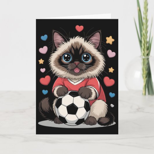 Kawaii Voetbal Kat Gewoon Meisje Dat Van Birman Wi Kaart (Voorkant)