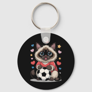 Kawaii Voetbal Kat Gewoon Meisje Dat Van Birman Wi Sleutelhanger