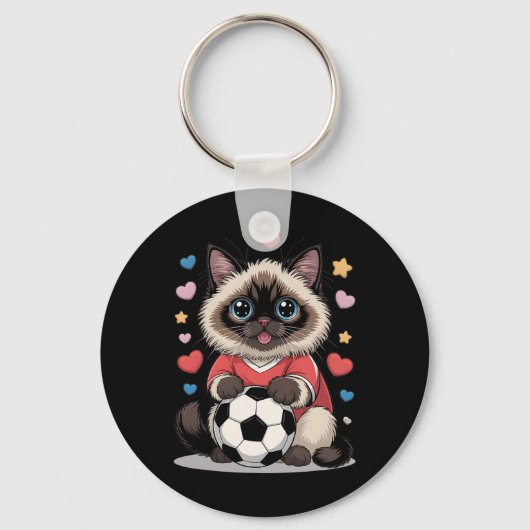 Kawaii Voetbal Kat Gewoon Meisje Dat Van Birman Wi Sleutelhanger (Voorkant)