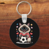 Kawaii Voetbal Kat Gewoon Meisje Dat Van Birman Wi Sleutelhanger (Voorkant)