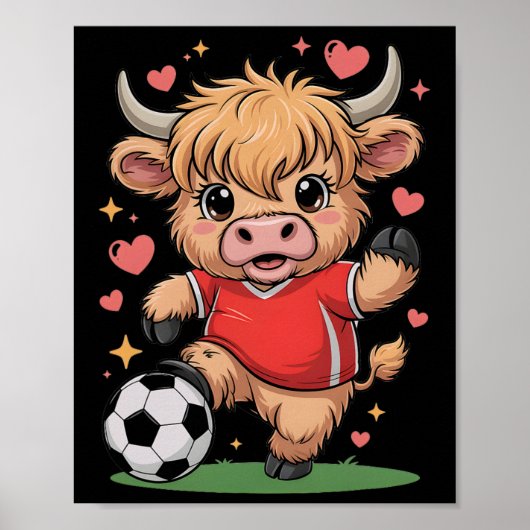 Kawaii Voetbal Vaars Gewoon Meisje Dat Van Bal Koe Poster (Voorkant)