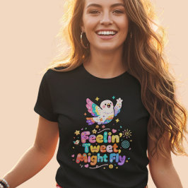 Kawaii-vogel die tweet voelt dat misschien vliegt t-shirt