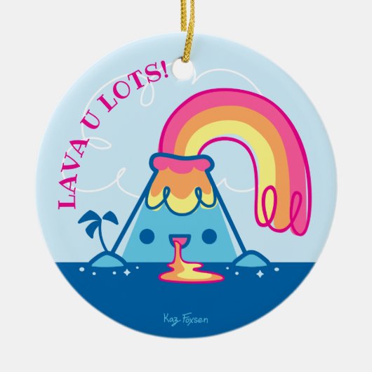 Kawaii Volcano Keramisch Ornament (Voorkant)