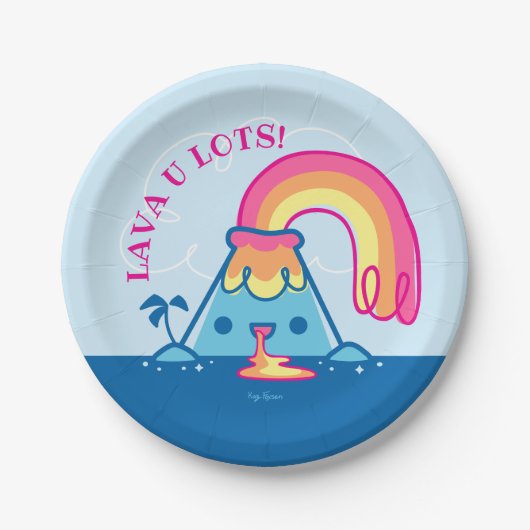 Kawaii Volcano Papieren Bordje (Voorkant)