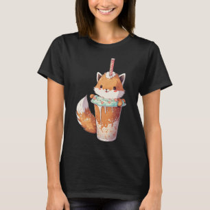 Kawaii Vos Boba Theekop Schattig Dier Melk Thee Li T-shirt