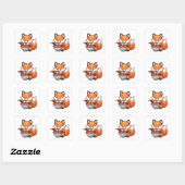 Kawaii vos eten ramen vierkante sticker (Vel)