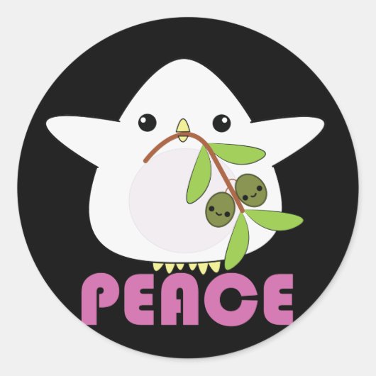 Kawaii Vredesduif met Olijftak stickers (Voorkant)