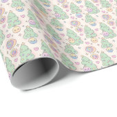Kawaii Vredige Kerstpatroon Cadeaupapier (Rol Hoek)