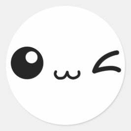 KAWAII VRIEND SCHATTIGE WINKY RONDE STICKER