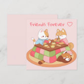 Kawaii-vriendenkaart Feestdagenkaart (Voorkant / Achterkant)