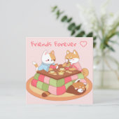 Kawaii-vriendenkaart Feestdagenkaart (Staand voorkant)