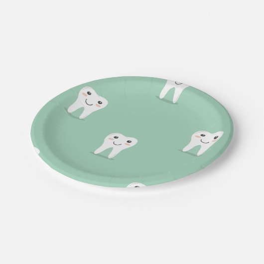 Kawaii vrolijke tand papieren bordje (Gekanteld)