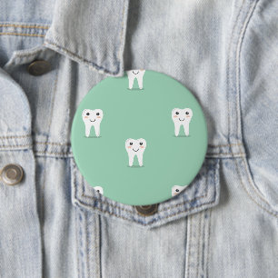 Kawaii vrolijke tand ronde button 4,0 cm