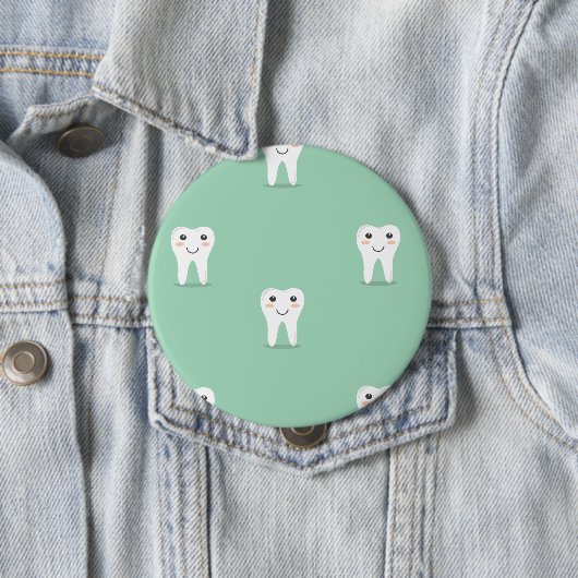 Kawaii vrolijke tand ronde button 4,0 cm (In situ)