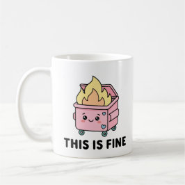 Kawaii vuilnisbrand Dit is prima Grappig sarcastis Koffiemok
