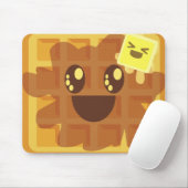Kawaii Wafelboter & ahornsiroop Ontbijt Muismat (Met muis)