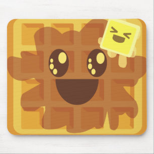 kawaii-wafelboter en mazelstroop-ontbijt muismat