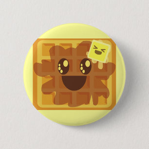 kawaii-wafelboter en mazelstroop-ontbijt ronde button 5,7 cm