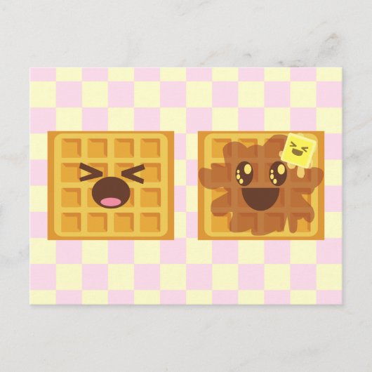Kawaii Wafels Goedemorgen ontbijt! Briefkaart (Voorkant)