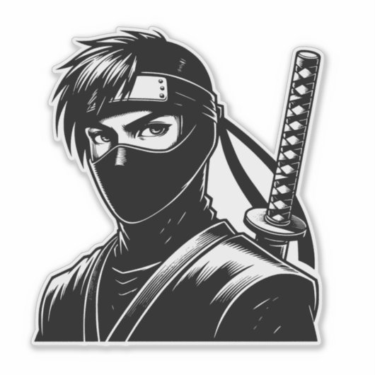 Kawaii Warrior Sticker – Cute Design (Voorkant)