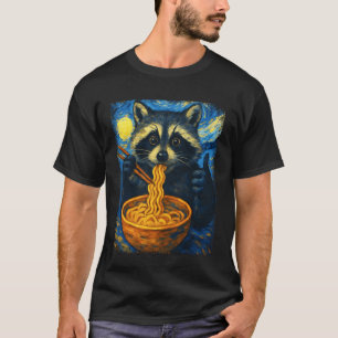 Kawaii Wasbeer Eet Ramen Grappige Japanse Noedels T-shirt
