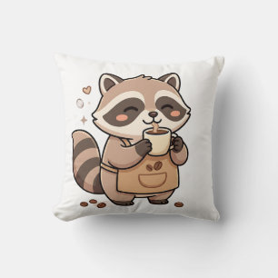 Kawaii Wasbeer Koffie Kussen Kunst