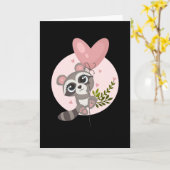 Kawaii wasbeer met ballon voor Valentijnsdag Kaart (Gele Bloem)