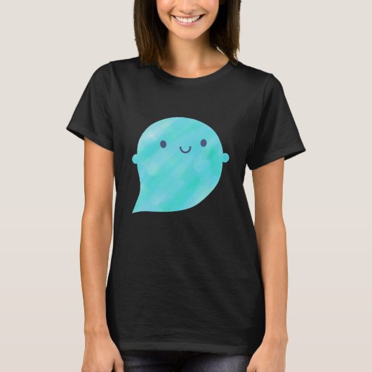 Kawaii Watercolor Ghost (Oceaan) T-shirt (Voorkant)