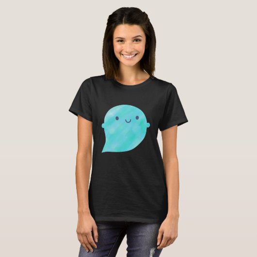 Kawaii Watercolor Ghost (Oceaan) T-shirt (Voorkant volledig)