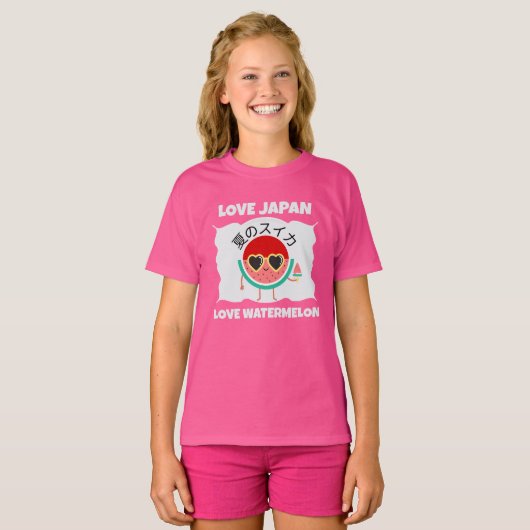 Kawaii WATERMELOEN LOVE JAPAN Schattige Zomerfruit T-shirt (Voorkant volledig)