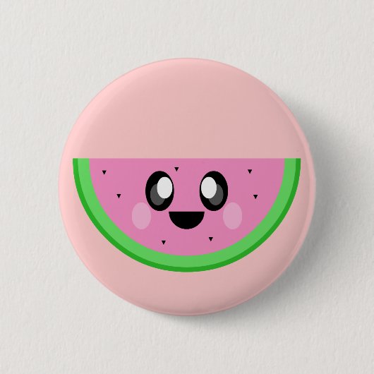 kawaii watermeloen schattig gelukkig gezicht ronde button 5,7 cm (Voorkant)